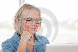 Elderly woman laptop