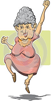 Elderly Woman Leaping for Joy