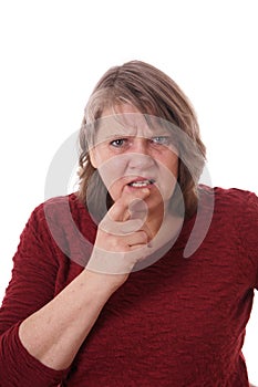 Elderly woman looking confused