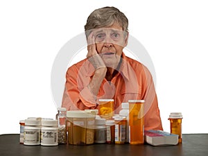 Elderly woman with medications