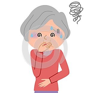Elderly woman, Nausea