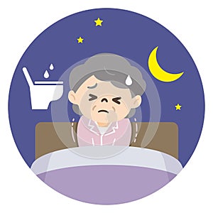 Elderly woman with nocturia and lack of sleep