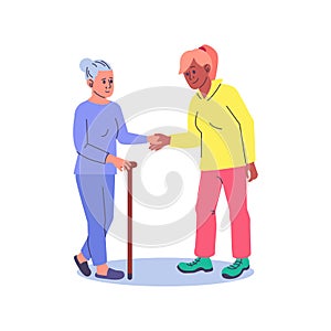 Elderly woman and nurse vector illustration