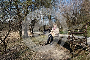 Elderly Woman In Park