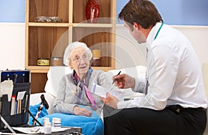 Elderly woman receiving care from British GP
