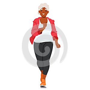 Elderly Woman With Silver Hair Jogging, Her Determination Evident In Each Step, As She Gracefully Move Forward And Smile