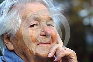 Elderly woman smiling