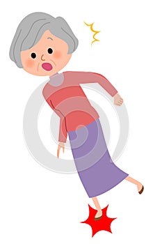 Elderly woman, Stumble