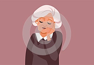 Elderly Woman Suffering a Toothache Vector Cartoon Illustration