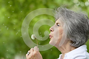 elderly woman on a walk