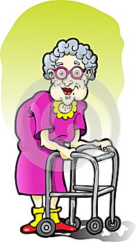 Elderly Woman with a Walker