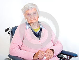Elderly woman in wheelchair