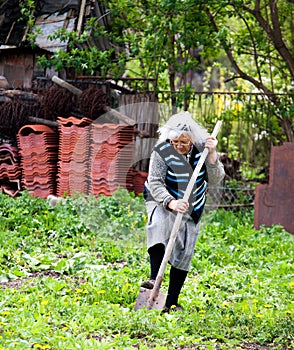 Elderly woman working