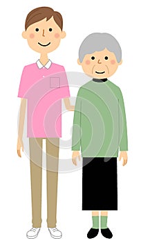 Elderly women and male caregivers