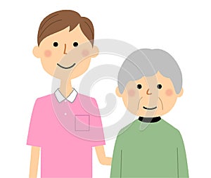 Elderly women and male caregivers