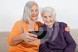 Elderly women`s selfie