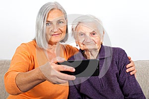 Elderly women`s selfie