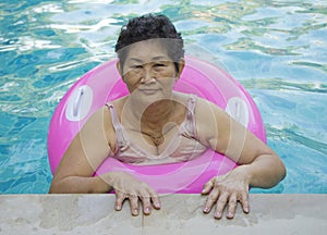 Elderly women in swimming pool