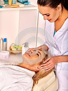 Eldery woman middle-aged with beautician