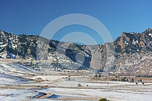 Eldorado Canyon in Boulder County, Colorado on a Sunny Day with Snow