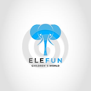 Ele Fun is a Cute Elephant Logo , symbol of a Fun Children World