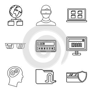 Eleaning icons set, outline style photo