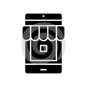 Elecronic store black icon, concept illustration, vector flat symbol, glyph sign.