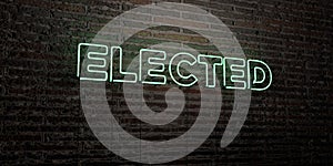 ELECTED -Realistic Neon Sign on Brick Wall background - 3D rendered royalty free stock image