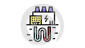 electic energy plant color icon animation