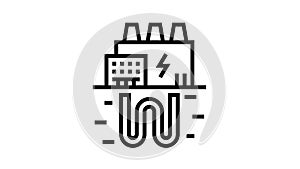 electic energy plant line icon animation