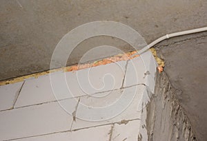 Electic wire and cable on house ceiling construction