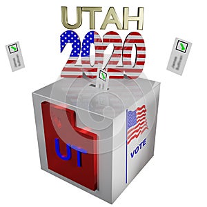 Election 2020 Utah ballot box 3D illustration