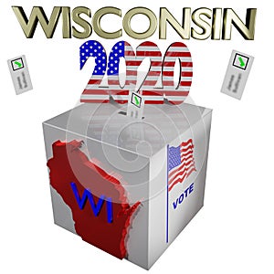 Election 2020 Wisconsin box 3D illustration