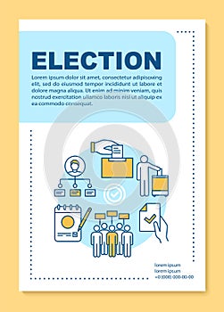 Election brochure template layout. Holding voting. Voter turnout. Flyer, booklet, leaflet print design with linear