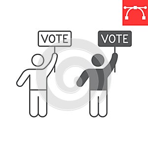 Election campaign line and glyph icon