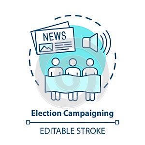 Election concept icon. Election campaigning idea thin line illustration. Political presidential race, propaganda