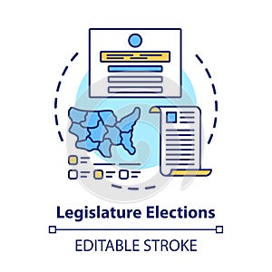 Election concept icon. Legislature elections idea thin line illustration. Choosing new congress, law maker part of state