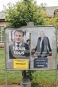 Election day in France posters people are called to choose the president