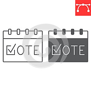 Election day line and glyph icon