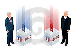 Election day. Usa debate of president voting 2020. Election voting poster. Vote 2020 in USA, banner design. Political