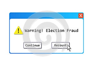 An ELECTION FRAUD text illustration about the alleged election controversy regarding computer systems, recounts and other