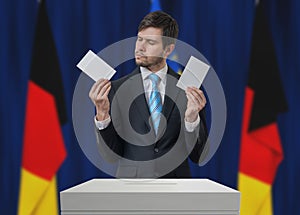 Election in Germany. Undecided voter is making decision