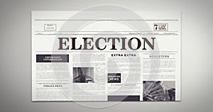 Election headline on turning newspaper - Digitally generated animation