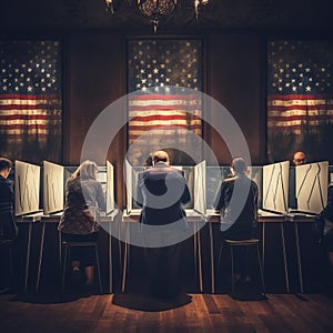 Election people voting in the booths, president election high quality AI generated image