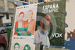 Election posters for the electoral call of November 10, 2019 in Spain