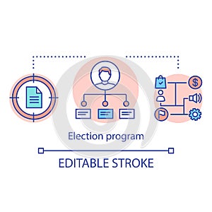 Election program concept icon. Elections idea thin line illustration. Political party, politician principles. Government