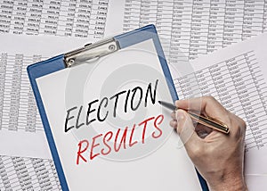 Election results inscription. Polls recap. Voting overview