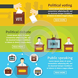 Election voting banner horizontal set, flat style