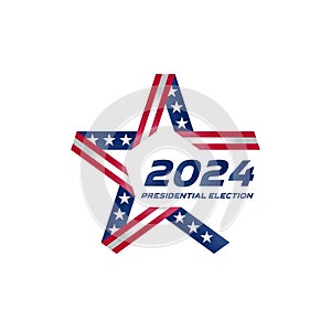 Election voting poster. Presidential election 2024 in USA. Start of Political election campaign. Unusual Stylized star with