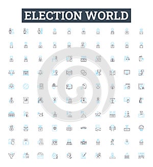 Election world vector line icons set. Voting, Polls, Ballot, Candidates, Campaign, Legislature, Issues illustration